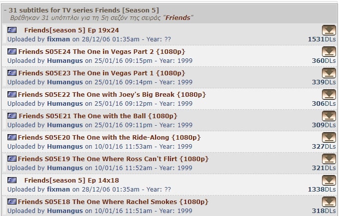 friends season 5 subtitles download